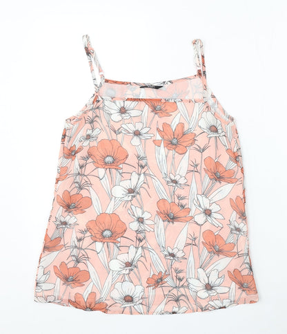 F&F Womens Pink Floral Polyester Basic Blouse Size 6 Round Neck