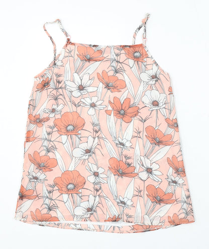 F&F Womens Pink Floral Polyester Basic Blouse Size 6 Round Neck