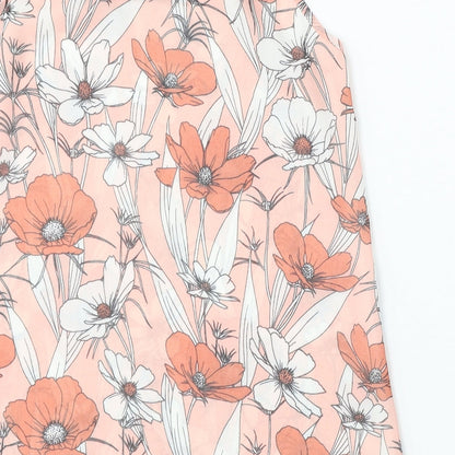 F&F Womens Pink Floral Polyester Basic Blouse Size 6 Round Neck