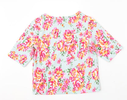 Preworn Womens Multicoloured Floral Polyester Basic Blouse Size S Round Neck