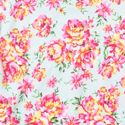 Preworn Womens Multicoloured Floral Polyester Basic Blouse Size S Round Neck