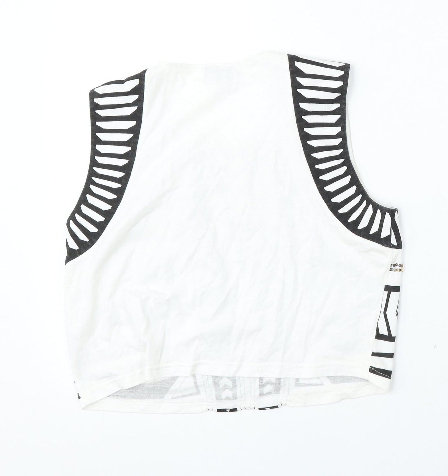 Bardut Womens White  Polyester Basic Tank Size 8 Round Neck