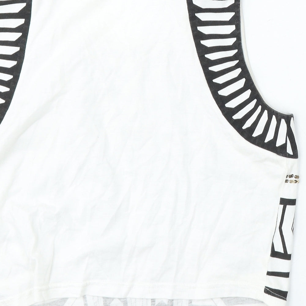 Bardut Womens White  Polyester Basic Tank Size 8 Round Neck