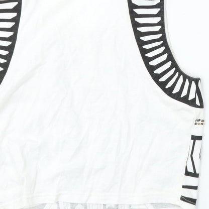 Bardut Womens White  Polyester Basic Tank Size 8 Round Neck
