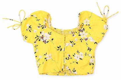 Chemistry Womens Yellow Floral Polyester Basic Blouse Size 10 Round Neck
