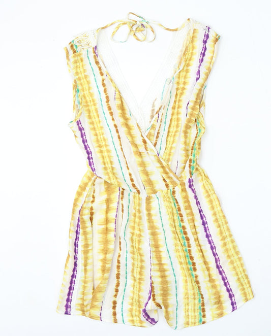 George Womens Multicoloured Geometric Viscose Playsuit One-Piece Size XS