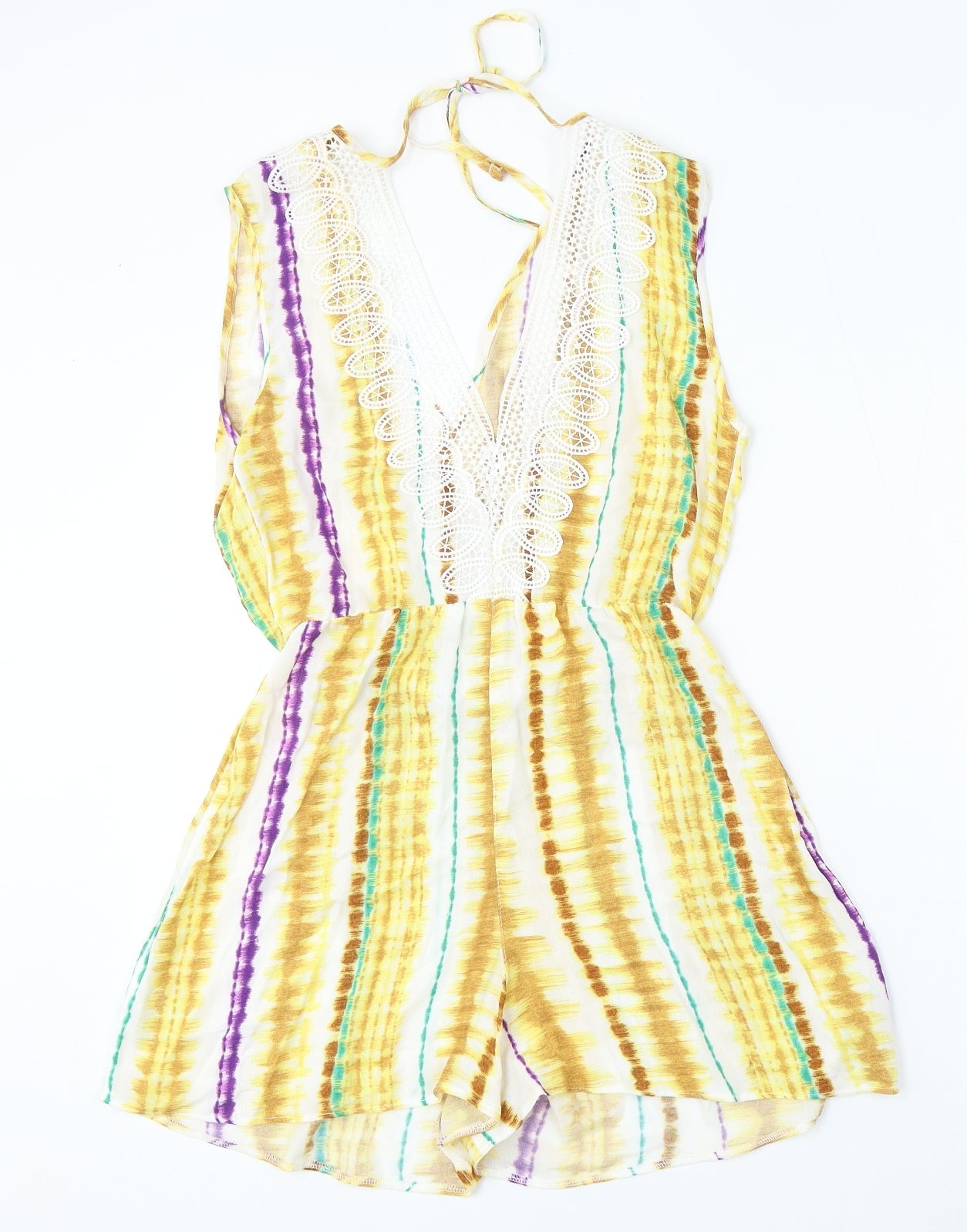 George Womens Multicoloured Geometric Viscose Playsuit One-Piece Size XS