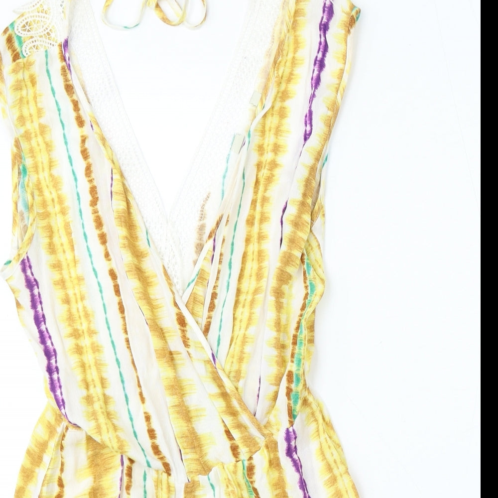 George Womens Multicoloured Geometric Viscose Playsuit One-Piece Size XS