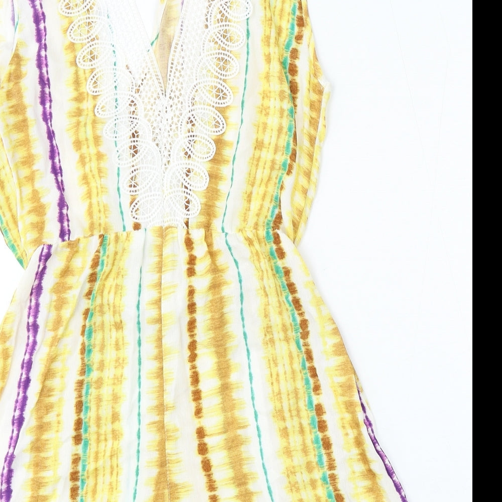 George Womens Multicoloured Geometric Viscose Playsuit One-Piece Size XS