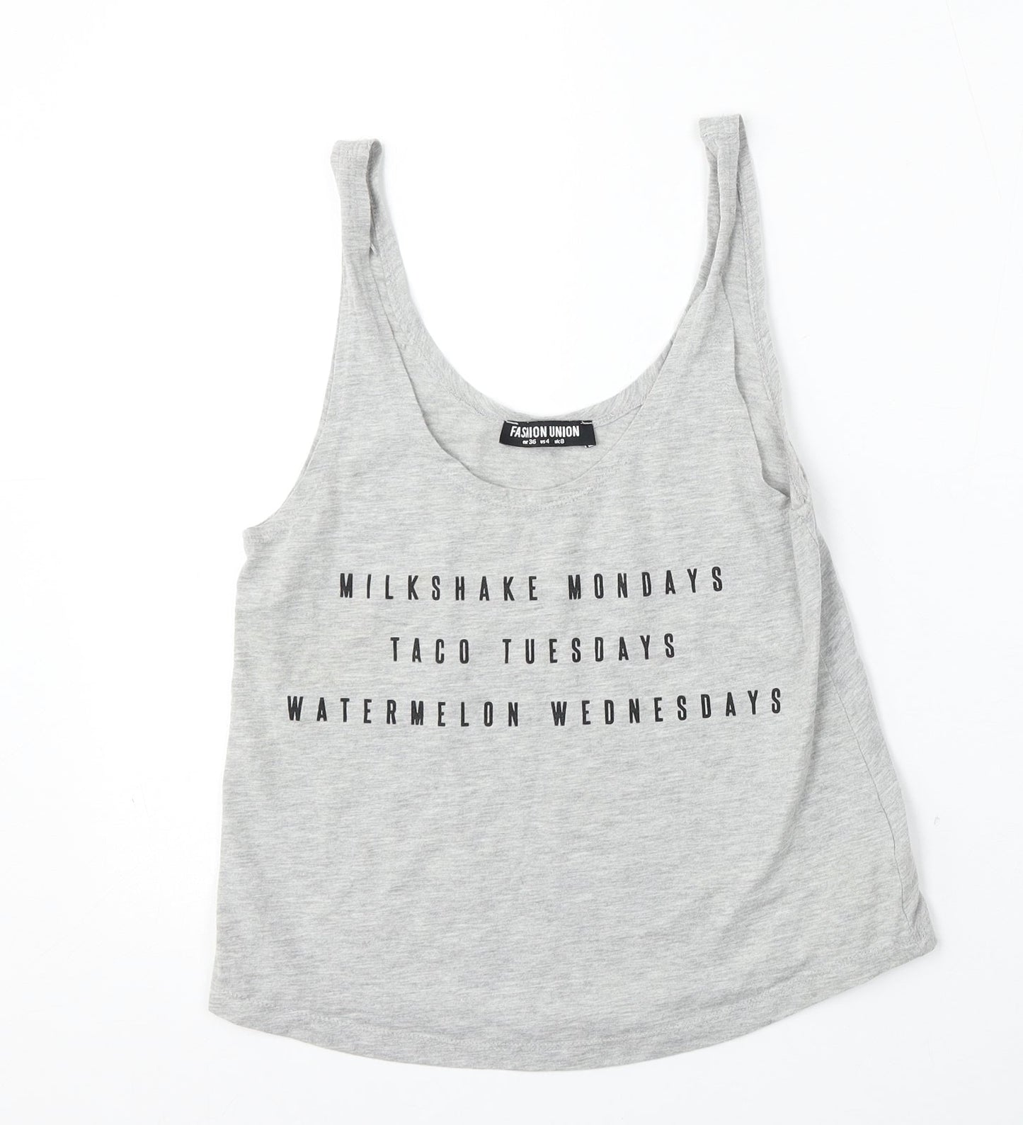 Womens UK Size 8 Fashion Union Grey Basic Tank