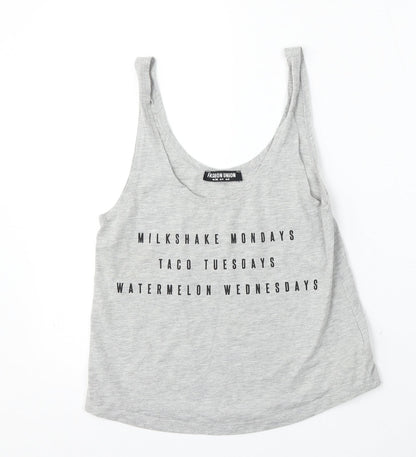 Womens UK Size 8 Fashion Union Grey Basic Tank