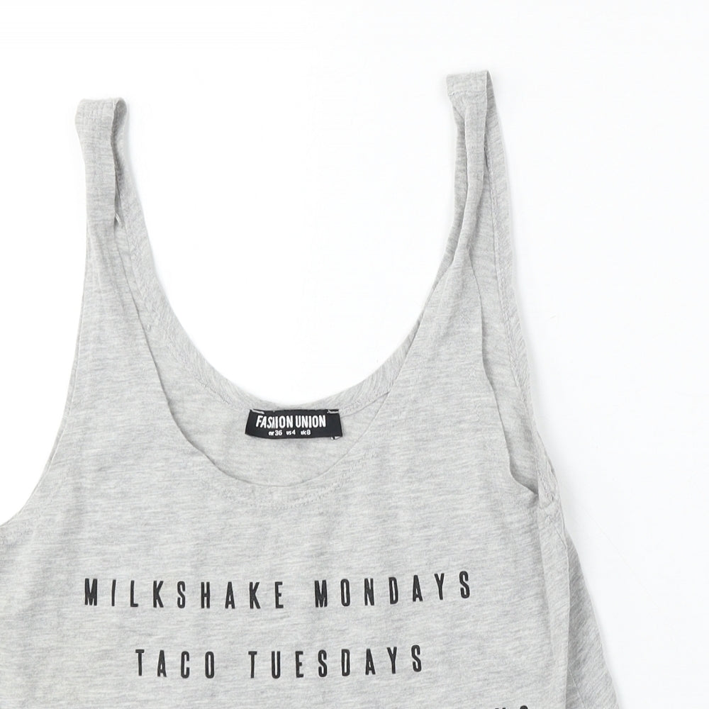 Womens UK Size 8 Fashion Union Grey Basic Tank