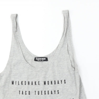 Womens UK Size 8 Fashion Union Grey Basic Tank