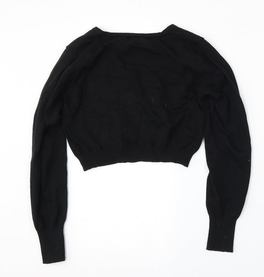 SheIn Womens Black V-Neck  Acrylic Pullover Jumper Size S