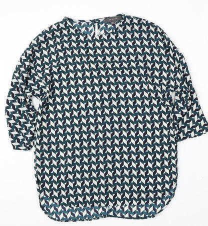 Primark Womens Multicoloured Geometric Polyester Basic Blouse Size 8 Round Neck