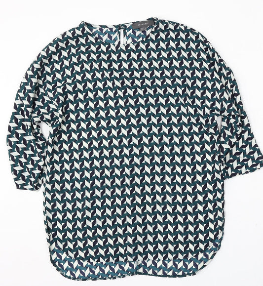 Primark Womens Multicoloured Geometric Polyester Basic Blouse Size 8 Round Neck