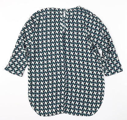 Primark Womens Multicoloured Geometric Polyester Basic Blouse Size 8 Round Neck