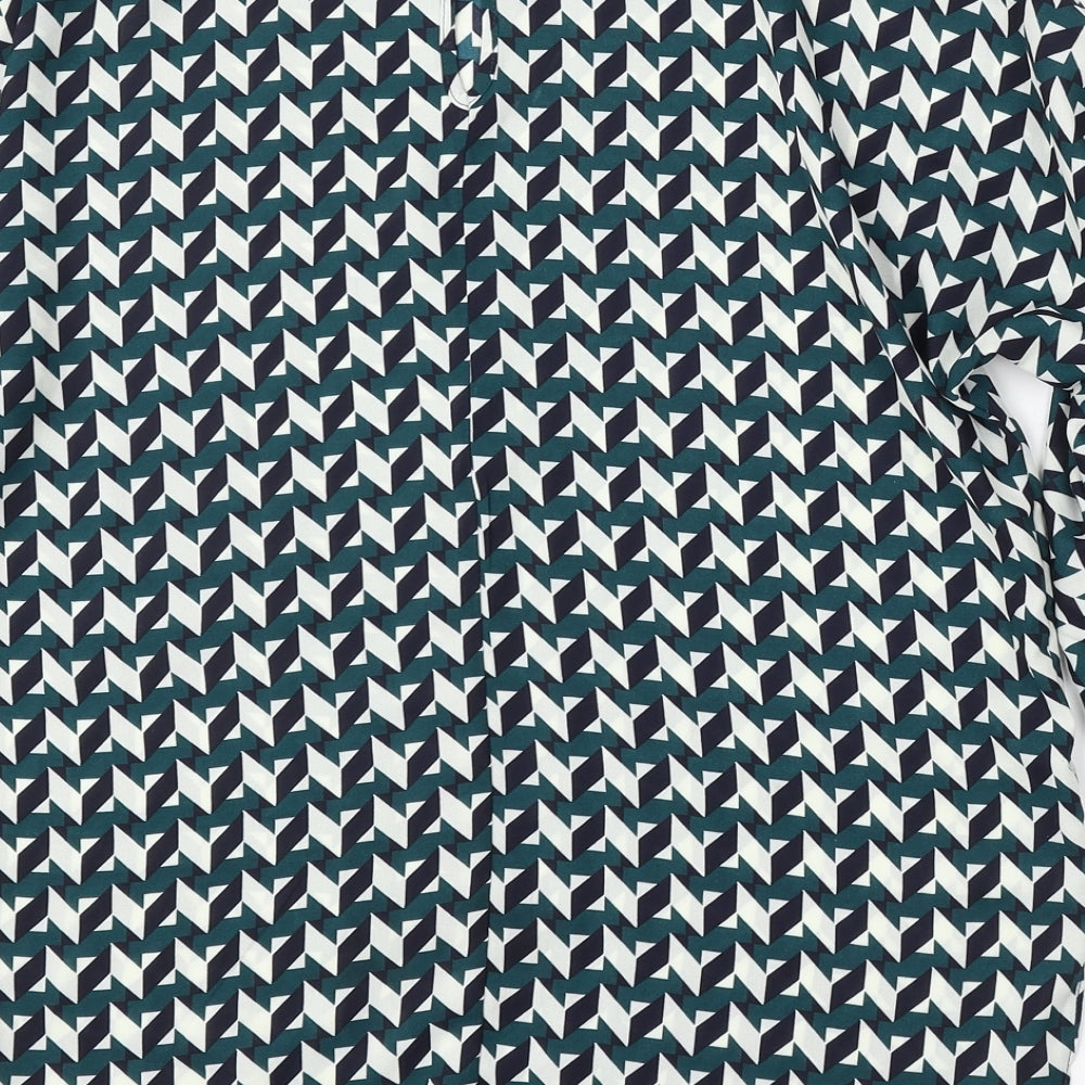 Primark Womens Multicoloured Geometric Polyester Basic Blouse Size 8 Round Neck