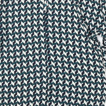 Primark Womens Multicoloured Geometric Polyester Basic Blouse Size 8 Round Neck