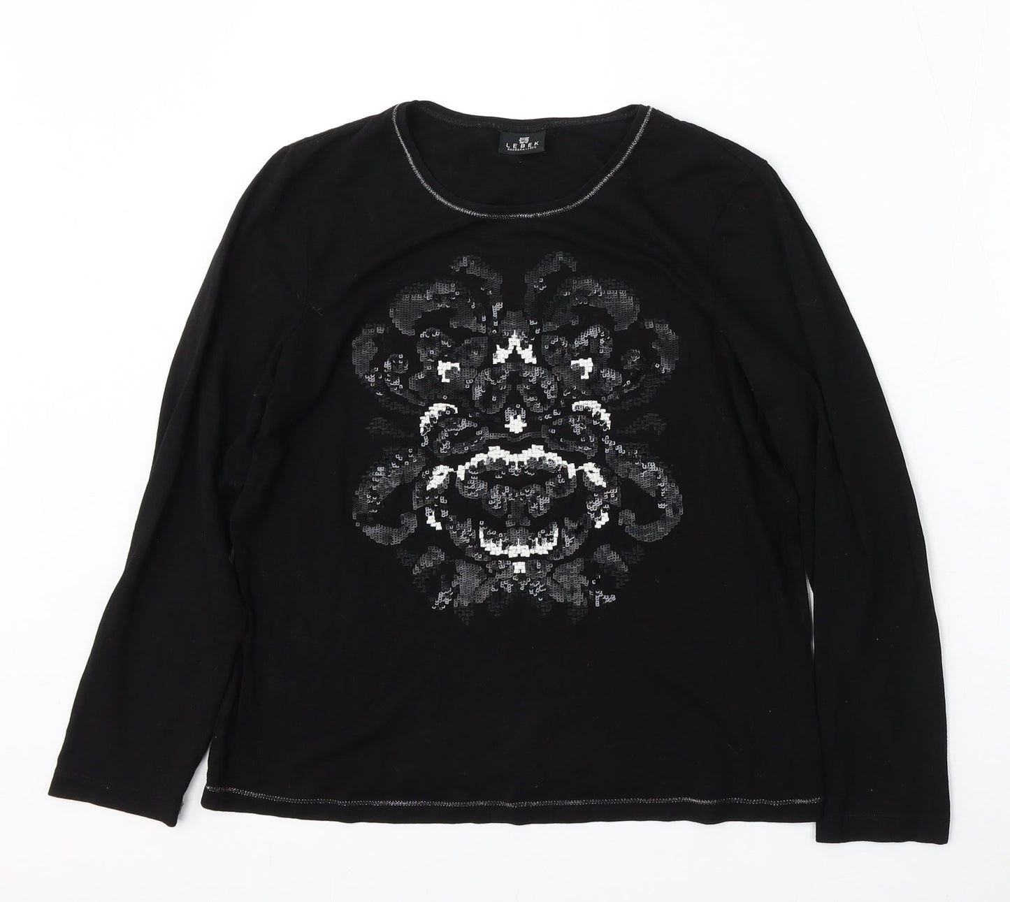 Womens UK Size M Lebek Black Basic T-Shirt