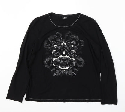 Womens UK Size M Lebek Black Basic T-Shirt