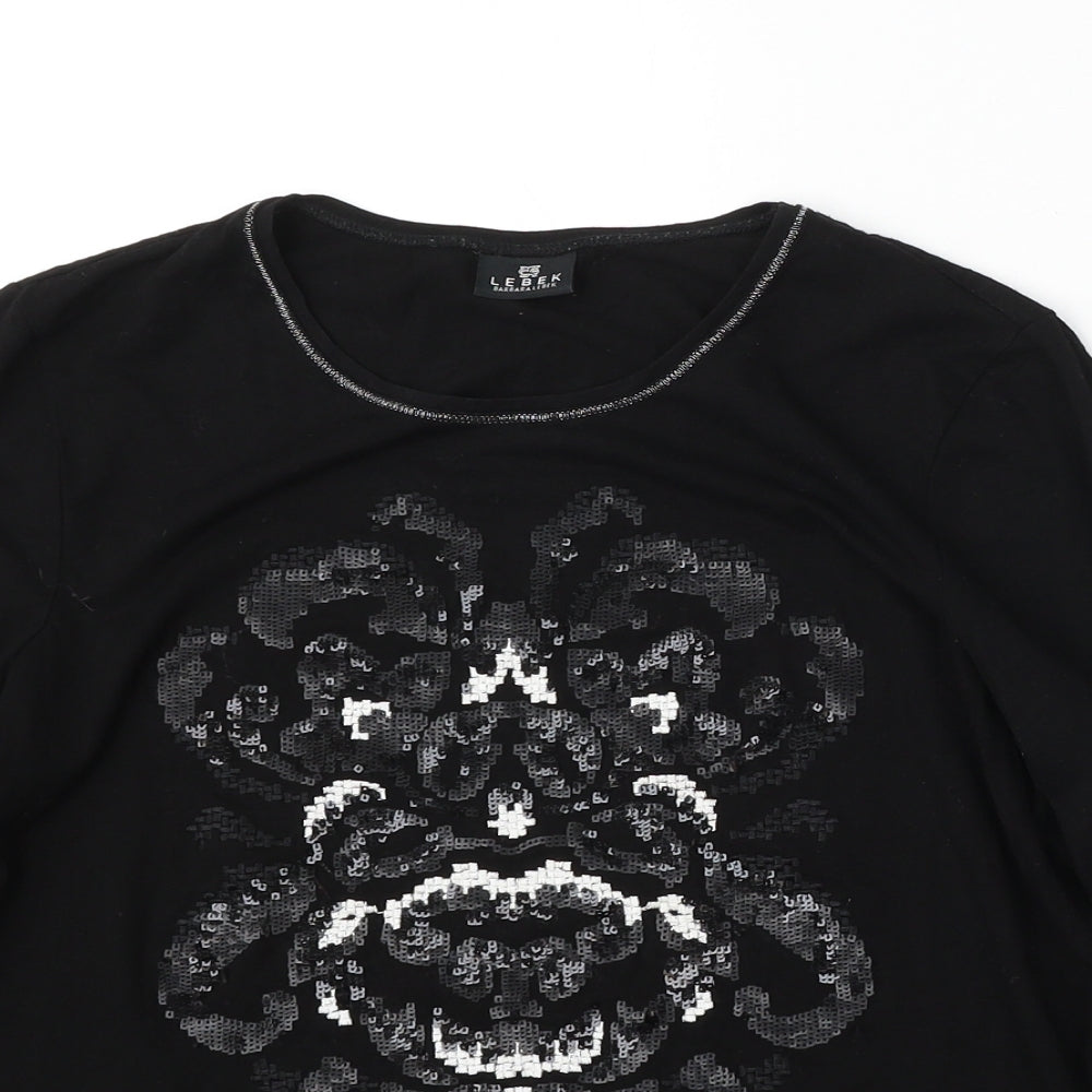 Womens UK Size M Lebek Black Basic T-Shirt