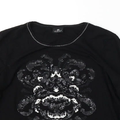 Womens UK Size M Lebek Black Basic T-Shirt