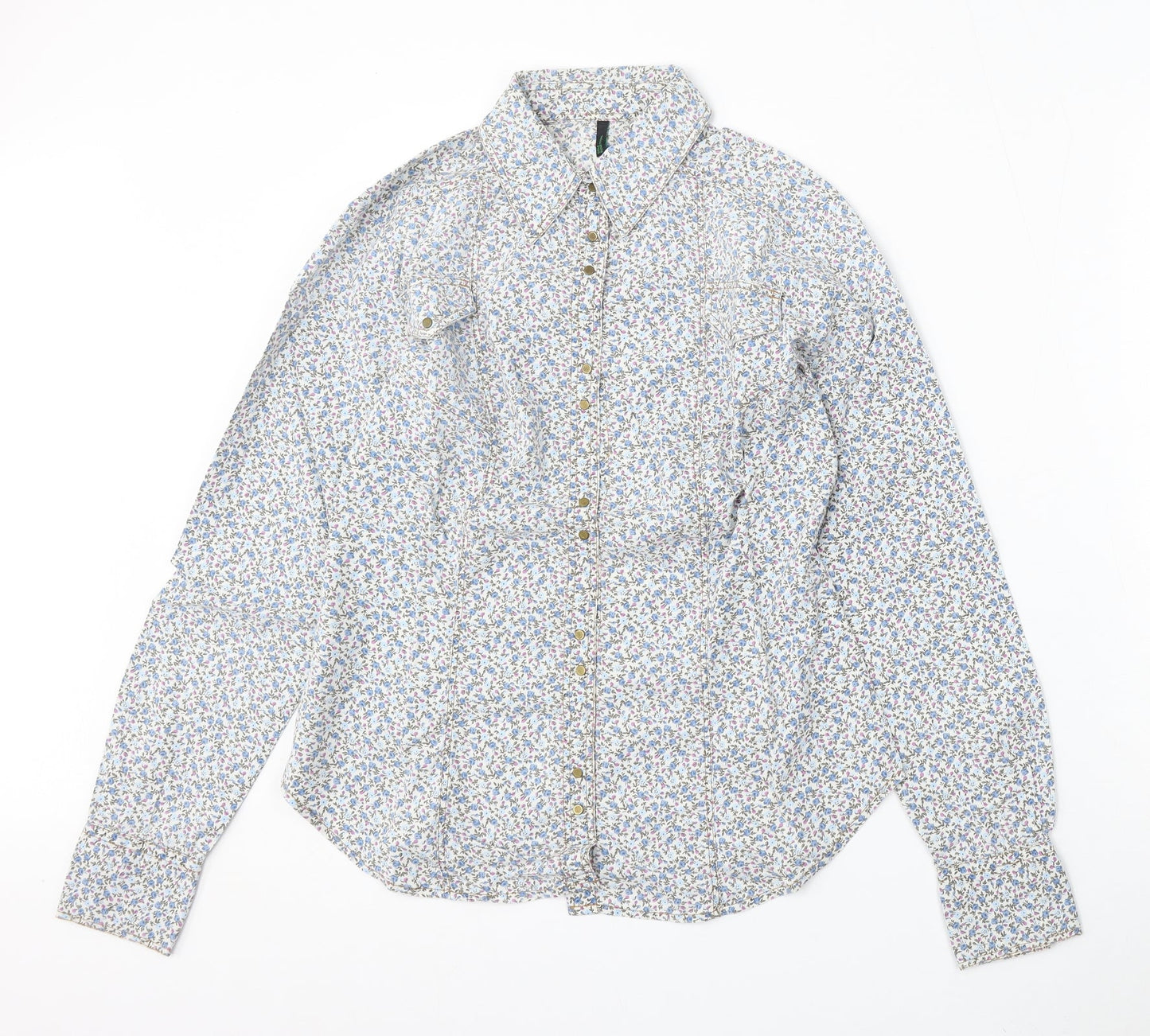 Womens UK Size S United Colors of Benetton Multicoloured Basic Button-Up