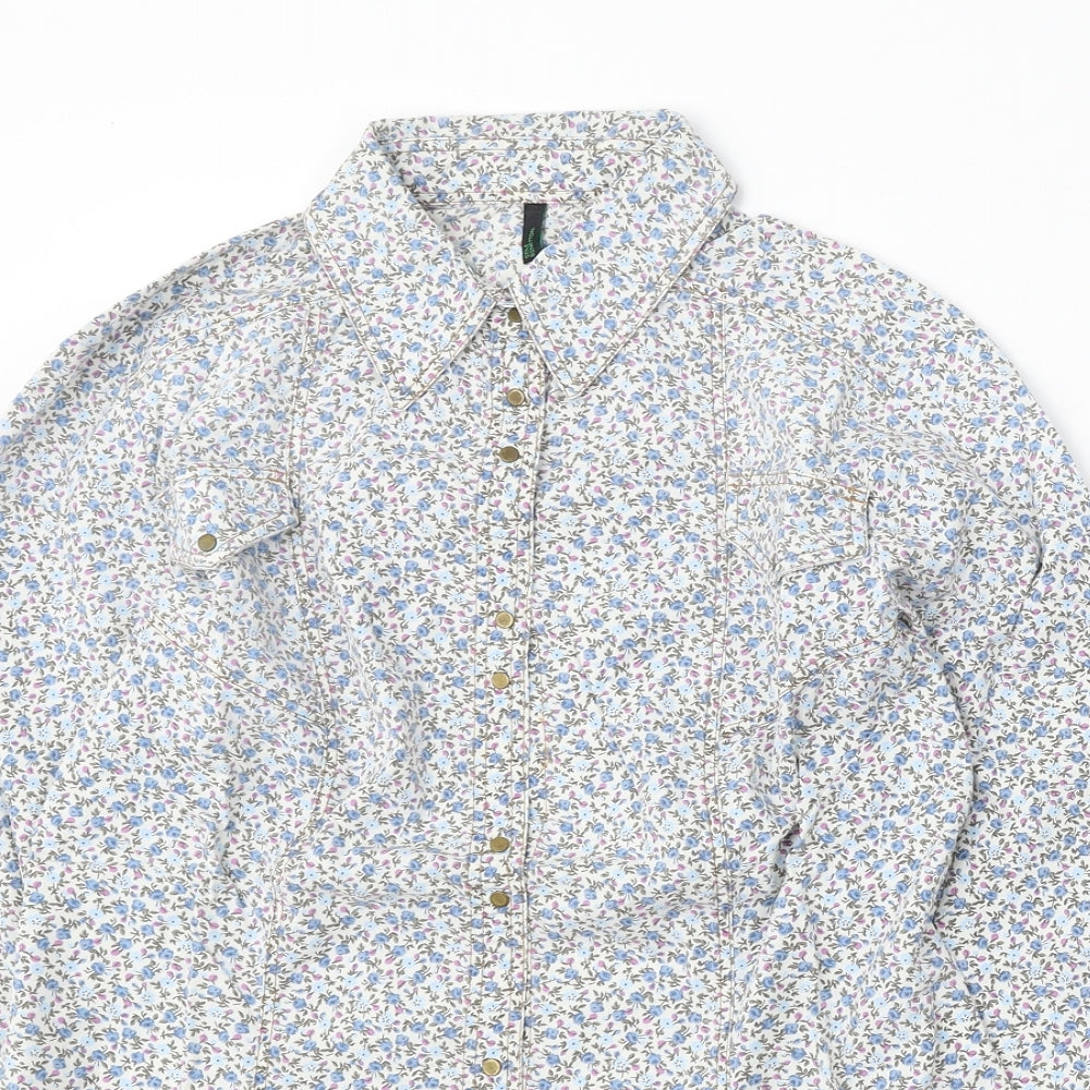 Womens UK Size S United Colors of Benetton Multicoloured Basic Button-Up