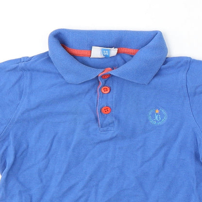 Jack Green Boys Blue  Cotton Basic Polo Size 5-6 Years Collared