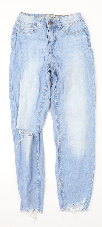 New Look Womens Blue  Cotton Straight Jeans Size 8 L27 in Regular Button