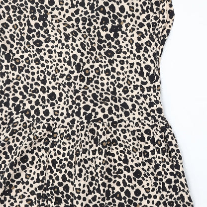New Look Womens Beige Animal Print Viscose Sheath  Size 10  V-Neck