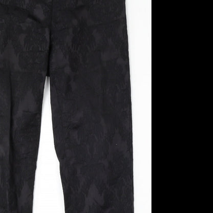 Pomodoro Womens Black Floral Cotton Straight Jeans Size 10 L29 in Regular Button