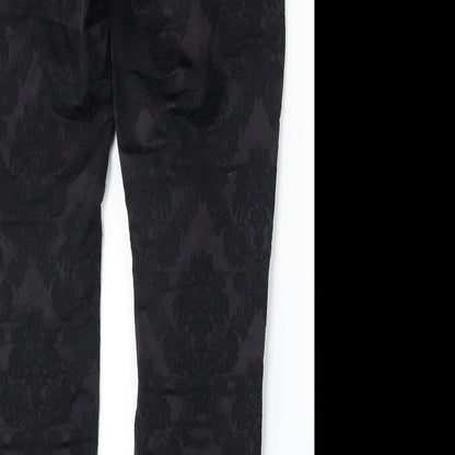 Pomodoro Womens Black Floral Cotton Straight Jeans Size 10 L29 in Regular Button