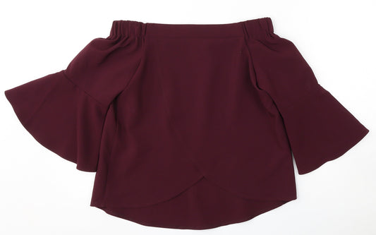 Atmosphere Womens Red  Polyester Basic Blouse Size 8 Round Neck