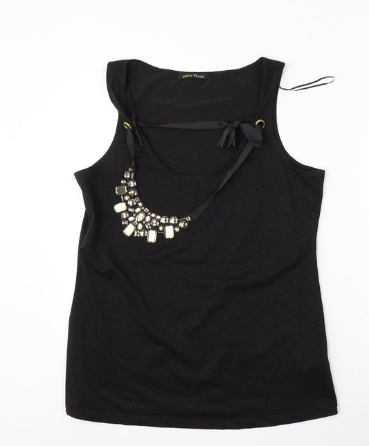 George Womens Black  Polyester Basic Blouse Size 16 Round Neck