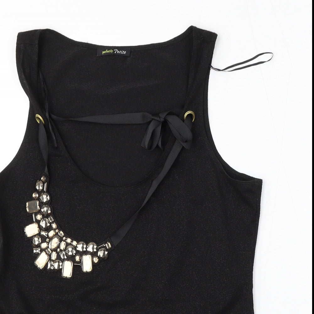 George Womens Black  Polyester Basic Blouse Size 16 Round Neck