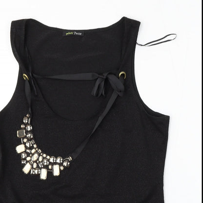 George Womens Black  Polyester Basic Blouse Size 16 Round Neck