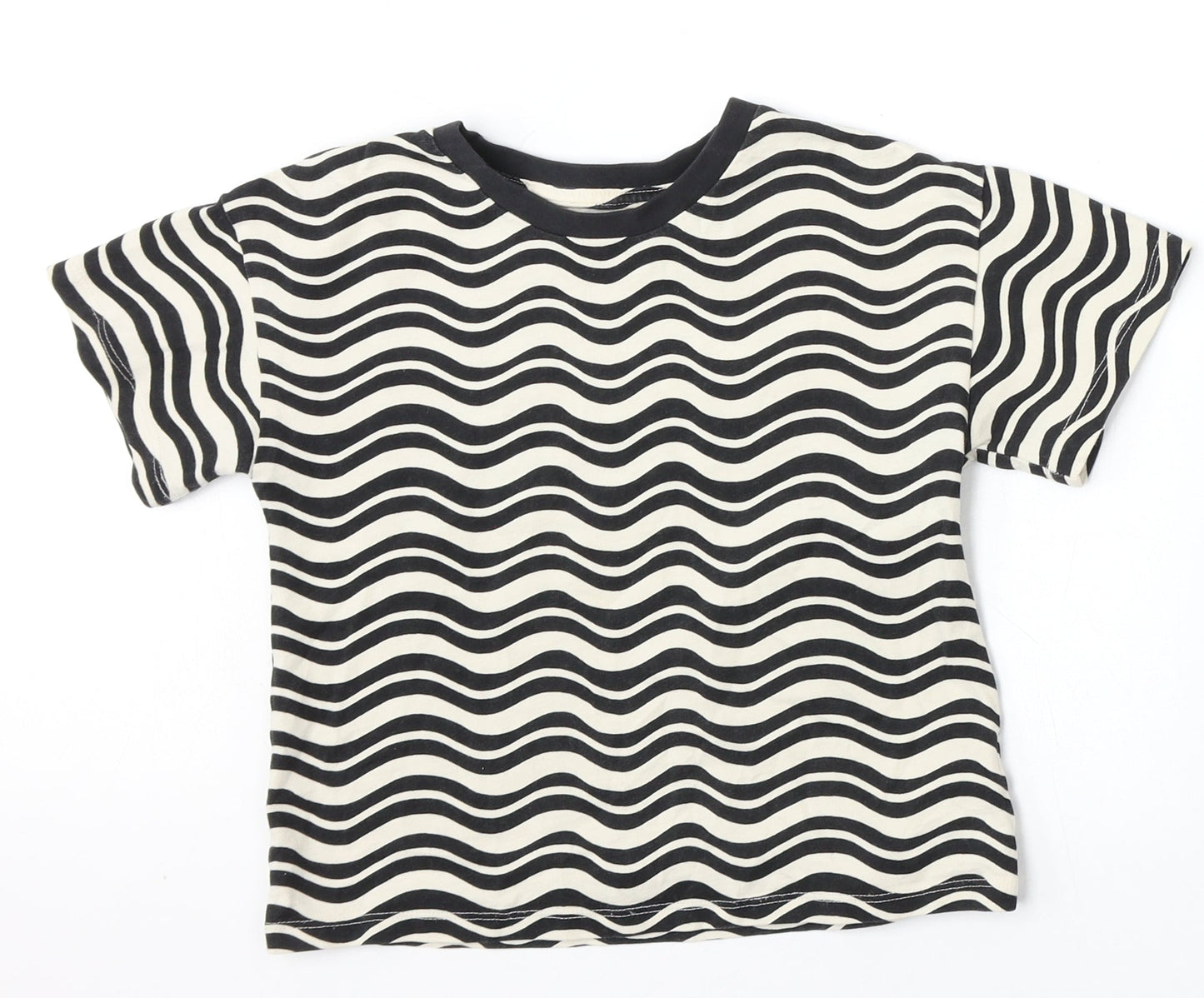 NEXT Girls White Animal Print Cotton Basic T-Shirt Size 5 Years Round Neck