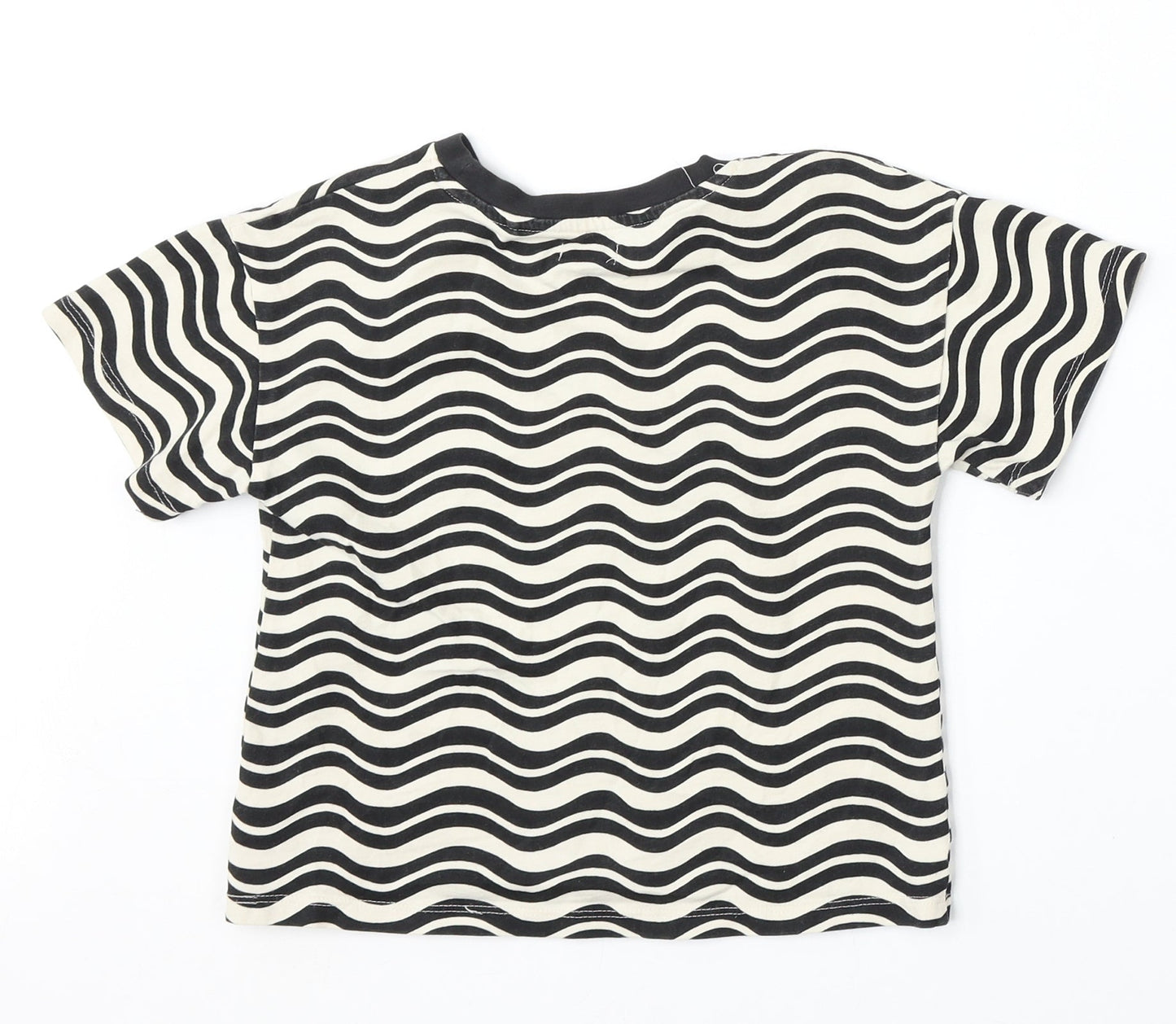 NEXT Girls White Animal Print Cotton Basic T-Shirt Size 5 Years Round Neck