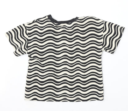 NEXT Girls White Animal Print Cotton Basic T-Shirt Size 5 Years Round Neck