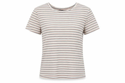 Primark Girls Multicoloured Striped Polyester Basic T-Shirt Size XS Round Neck