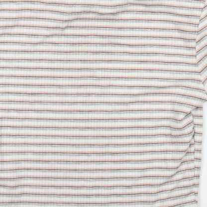 Primark Girls Multicoloured Striped Polyester Basic T-Shirt Size XS Round Neck
