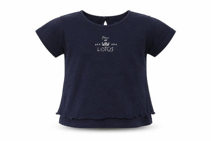 Jean Bourget Girls Blue  Cotton Basic T-Shirt Size 4 Years Round Neck