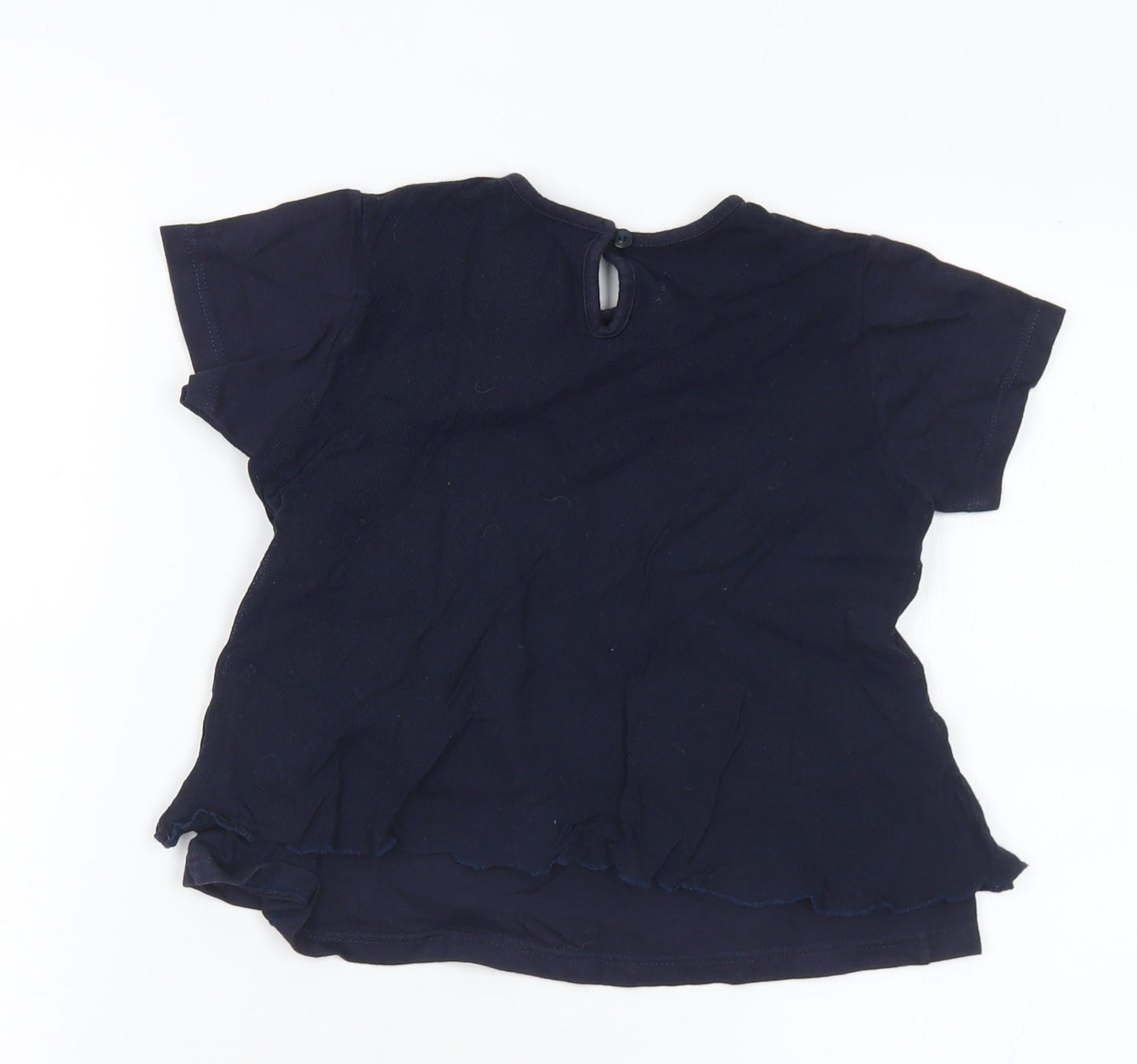 Jean Bourget Girls Blue  Cotton Basic T-Shirt Size 4 Years Round Neck