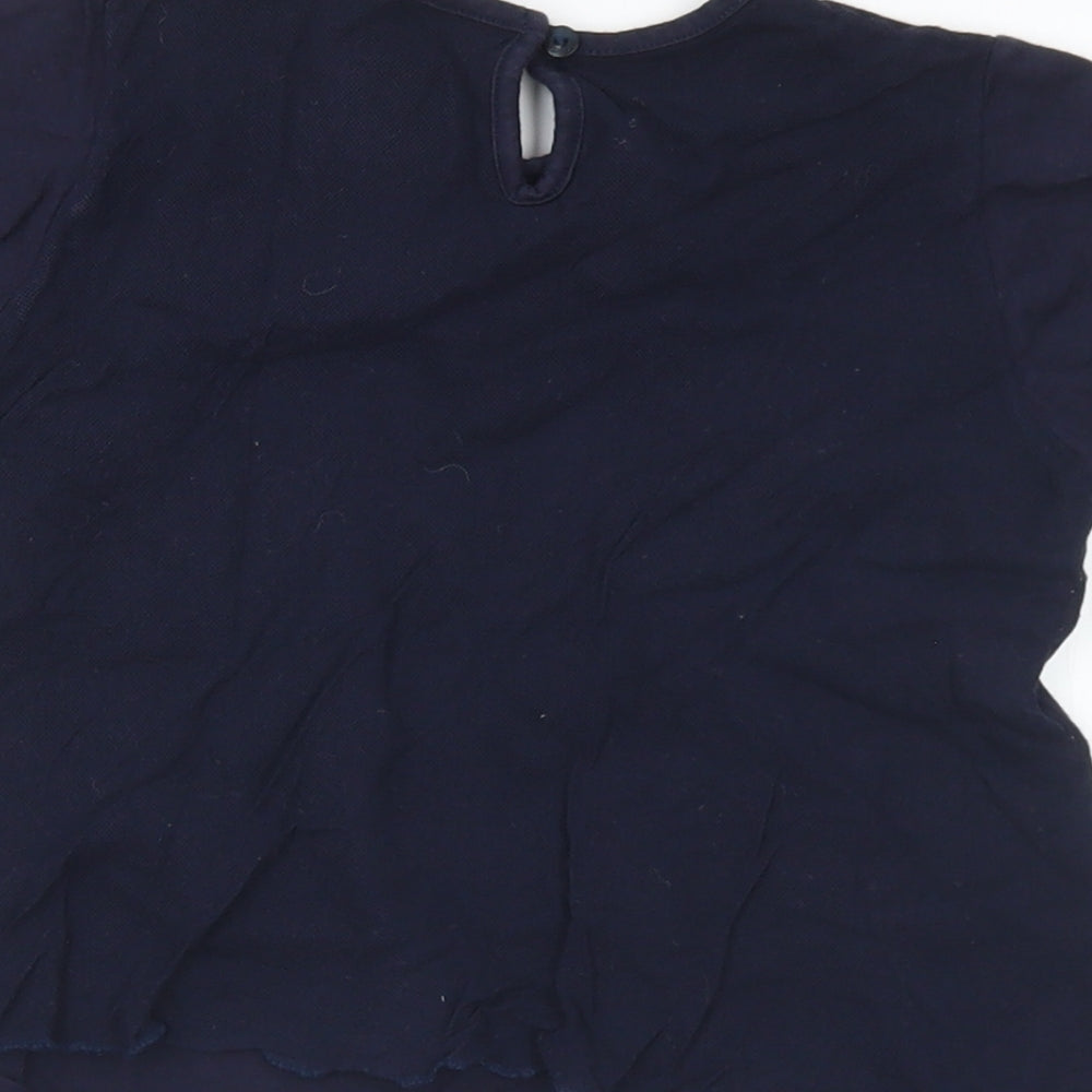 Jean Bourget Girls Blue  Cotton Basic T-Shirt Size 4 Years Round Neck