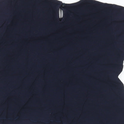 Jean Bourget Girls Blue  Cotton Basic T-Shirt Size 4 Years Round Neck