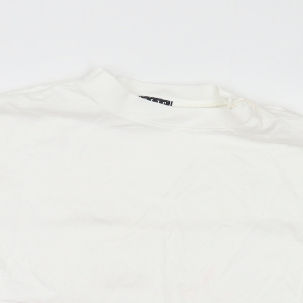 ELLE Girls White Floral Cotton Basic T-Shirt Size 2 Years Crew Neck