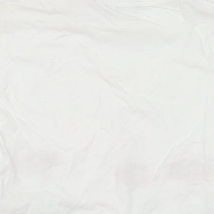 ELLE Girls White Floral Cotton Basic T-Shirt Size 2 Years Crew Neck