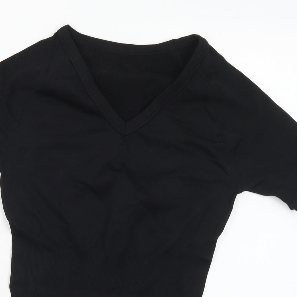Womens UK Size S Preworn Black Basic T-Shirt